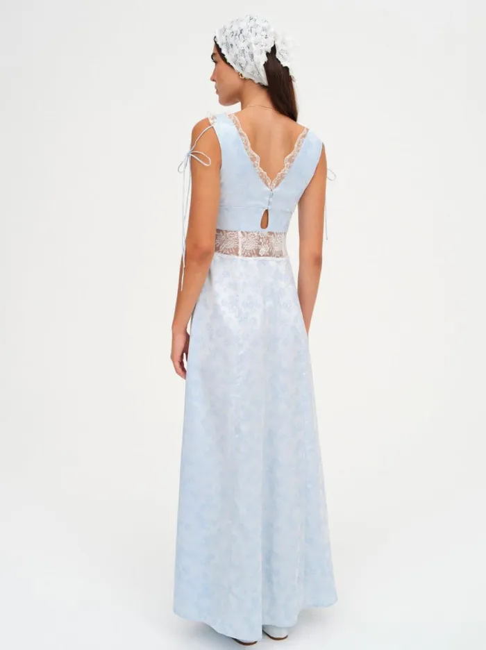 Women Dresses For Love and Lemons Hattie Jacquard Maxi Dress Blue
