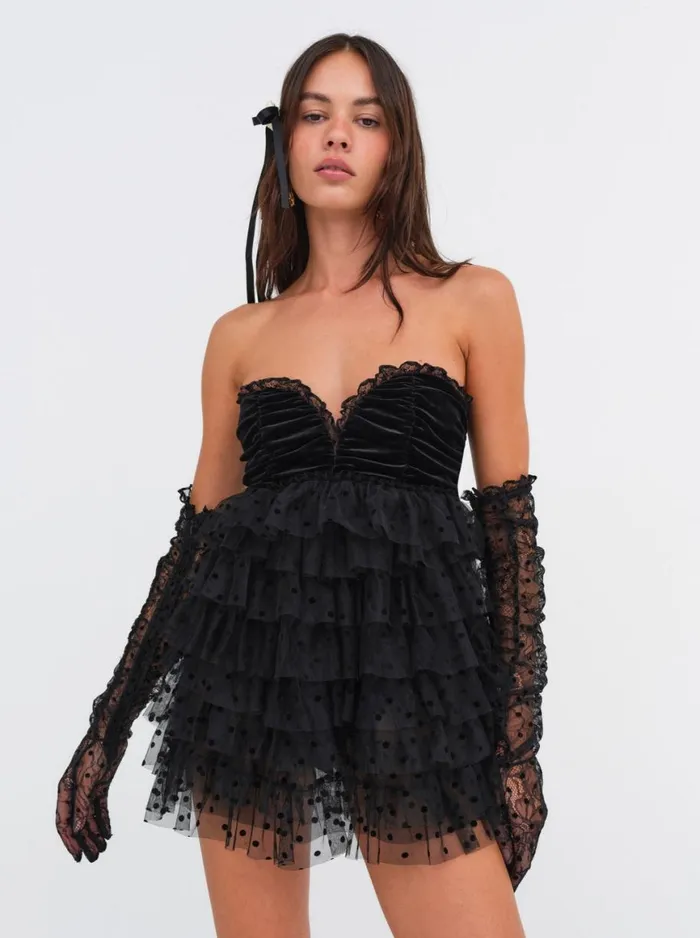 Women Dresses For Love and Lemons Jourdan Off The Shoulder Mini Dress Black