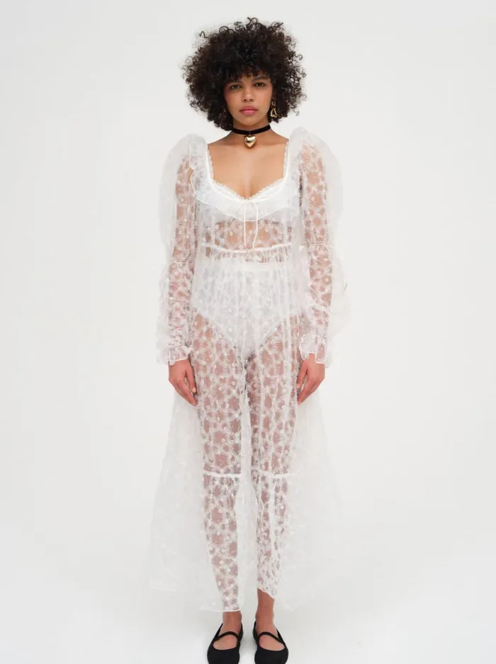 Women Dresses For Love and Lemons Kalea Tulle Maxi Dress White
