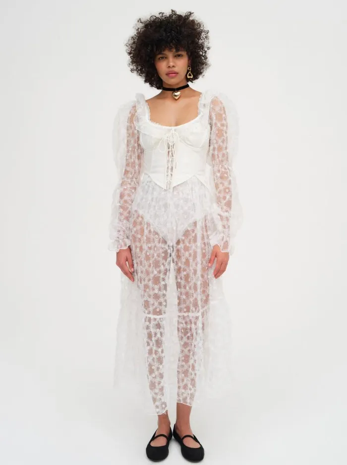 Women Dresses For Love and Lemons Kalea Tulle Maxi Dress White Women Dresses For Love and Lemons Kalea Tulle Maxi Dress White