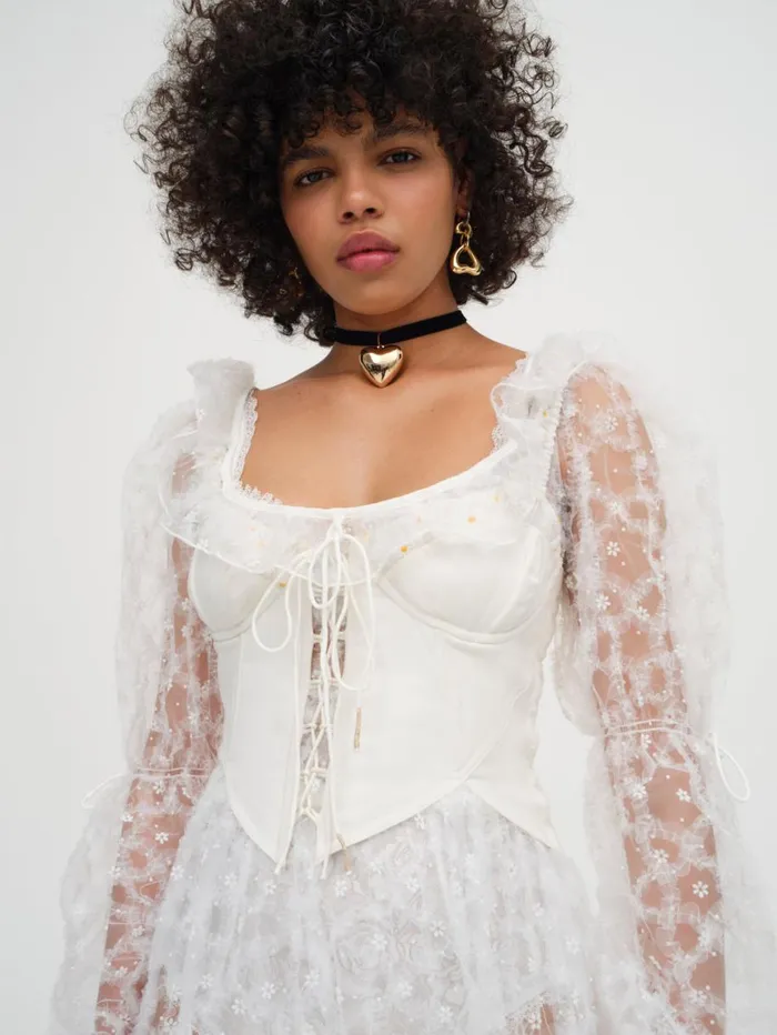 Women Dresses For Love and Lemons Kalea Tulle Maxi Dress White Women Dresses For Love and Lemons Kalea Tulle Maxi Dress White