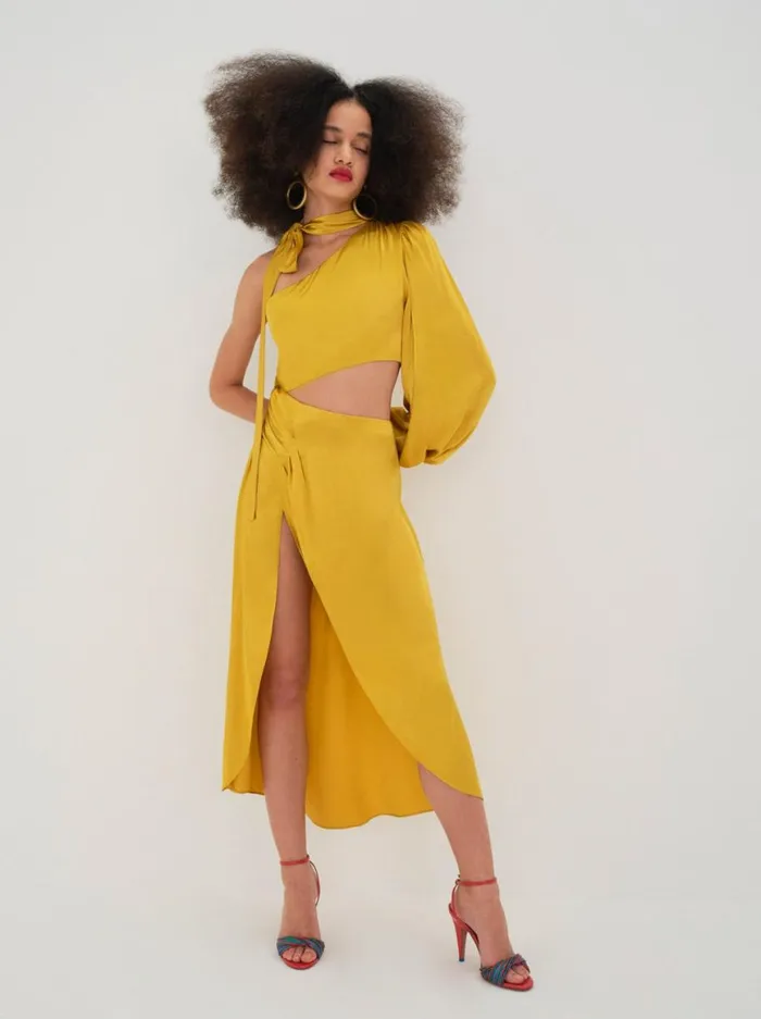 Women Dresses For Love and Lemons Mila Midi Dress Yellow