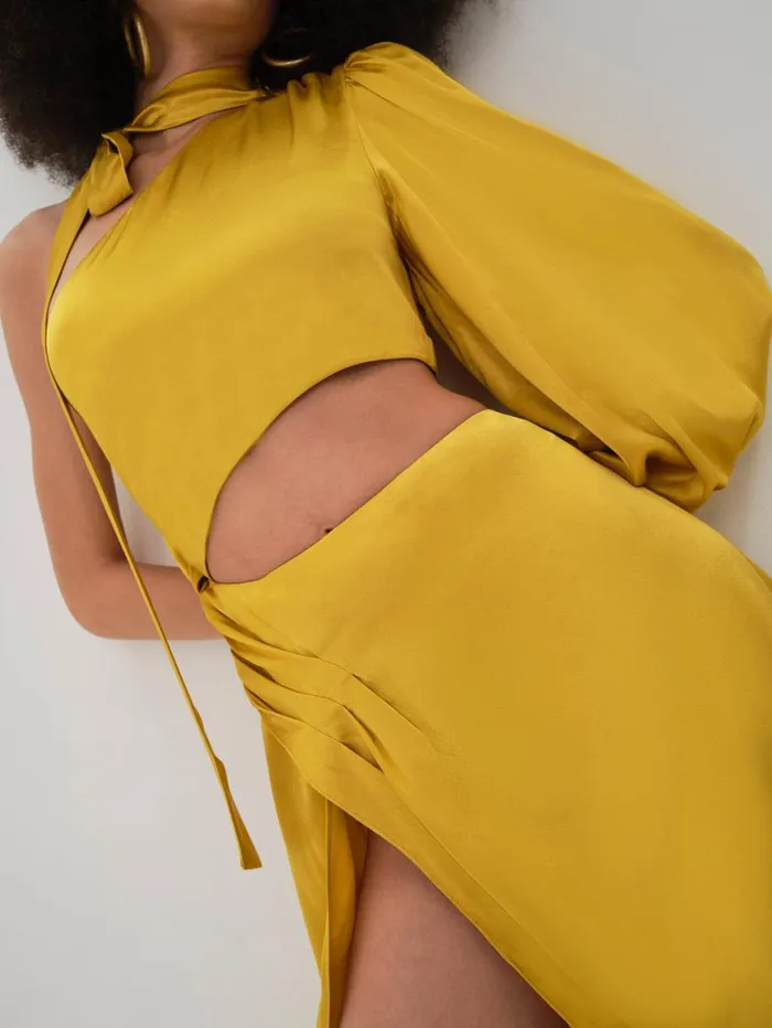 Women Dresses For Love and Lemons Mila Midi Dress Yellow