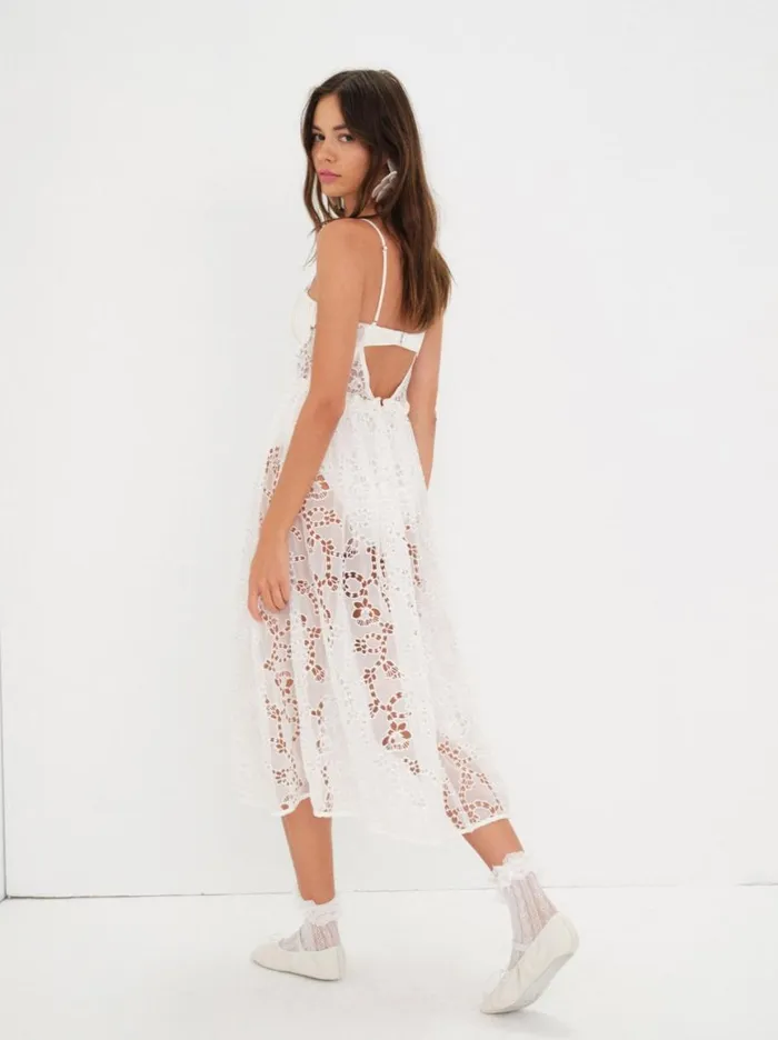 Women Dresses For Love and Lemons Romi Midi Dress White