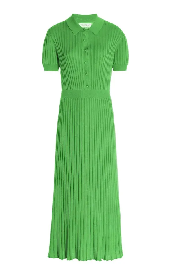 Women Dresses Gabriela Hearst Amor Knit Dress In Fluorescent Green Cashmere Silk