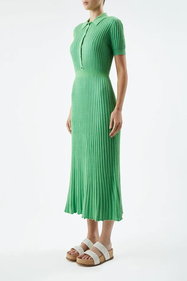 Women Dresses Gabriela Hearst Amor Knit Dress In Fluorescent Green Cashmere Silk
