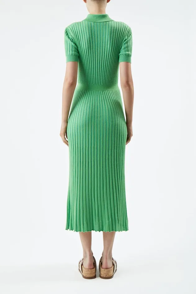 Women Dresses Gabriela Hearst Amor Knit Dress In Fluorescent Green Cashmere Silk