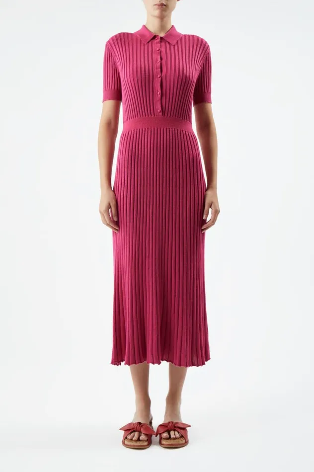 Women Dresses Gabriela Hearst Amor Knit Dress In Fuchsia Cashmere Silk