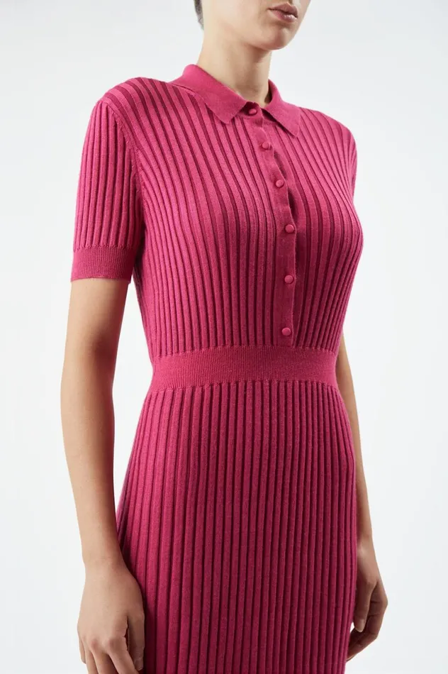 Women Dresses Gabriela Hearst Amor Knit Dress In Fuchsia Cashmere Silk