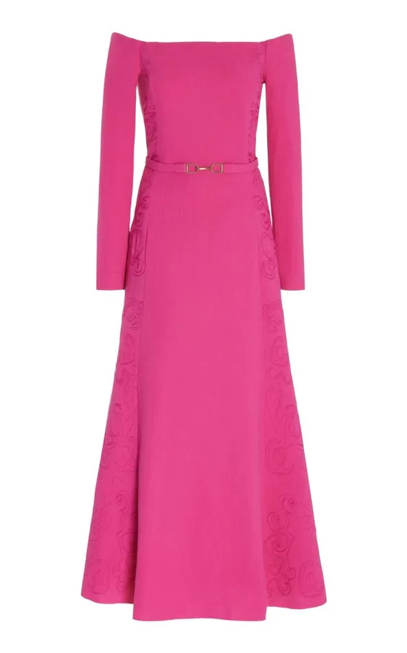 Women Dresses Gabriela Hearst Carole Embroidered Dress In Fuchia Virgin Wool Crepe