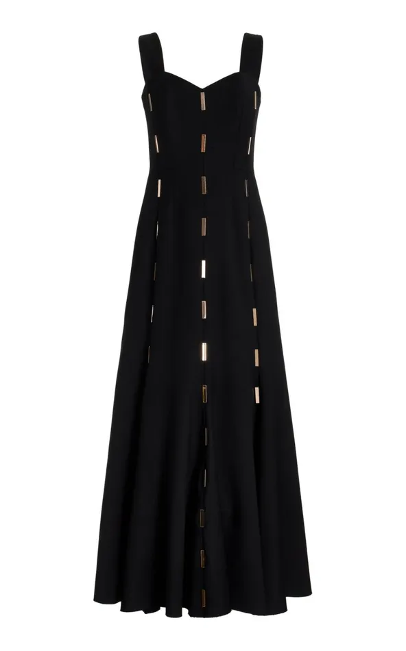 Women Dresses Gabriela Hearst Gail Dress In Black Sportswear Wool With Gold Bars
