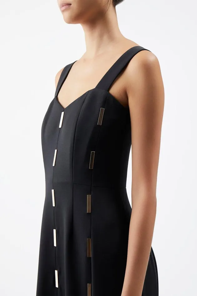 Women Dresses Gabriela Hearst Gail Dress In Black Sportswear Wool With Gold Bars