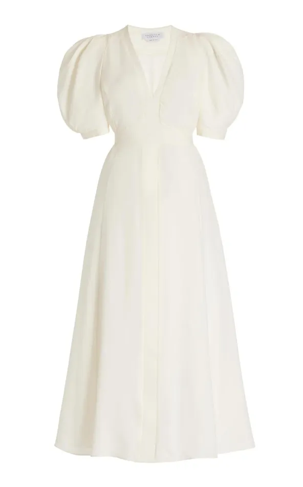 Women Dresses Gabriela Hearst Luz Dress In Ivory Virgin Wool Crepe