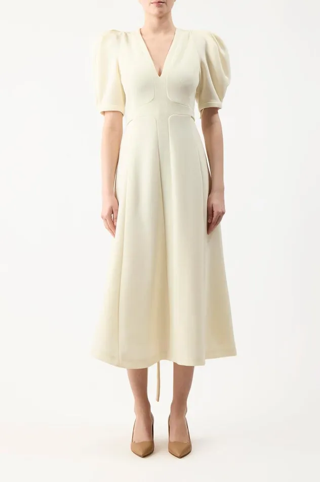 Women Dresses Gabriela Hearst Luz Dress In Ivory Virgin Wool Crepe