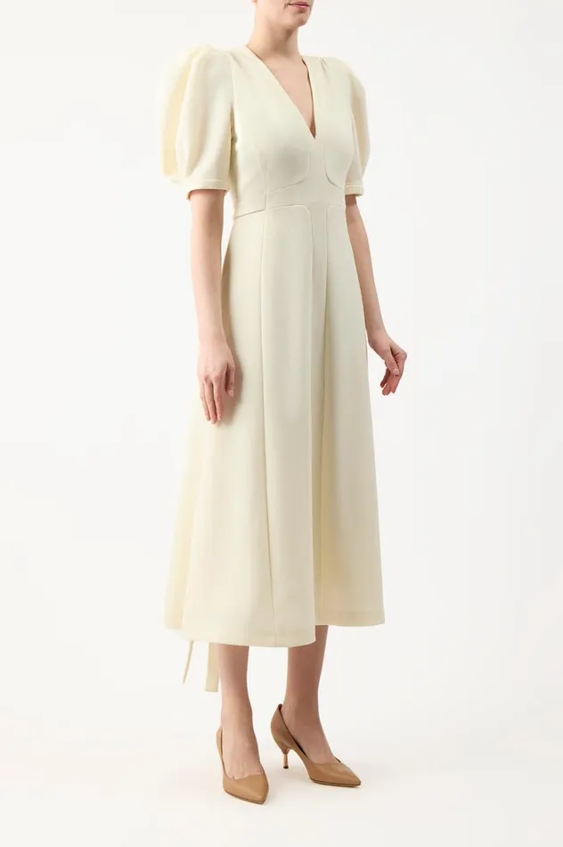 Women Dresses Gabriela Hearst Luz Dress In Ivory Virgin Wool Crepe