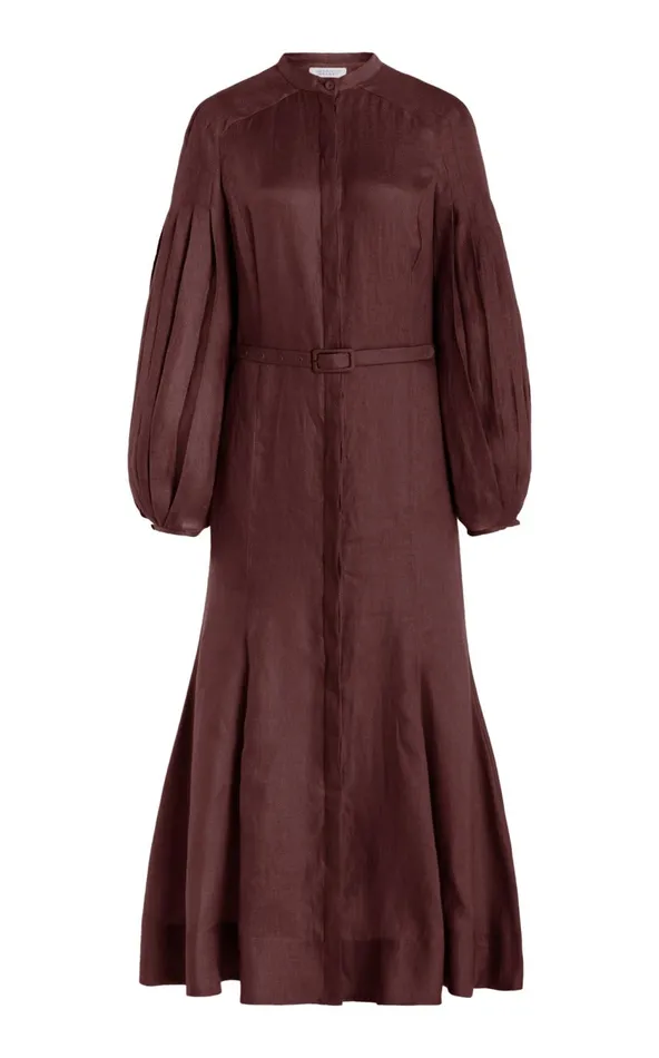 Women Dresses Gabriela Hearst Lydia Dress With Slip In Deep Bordeaux Linen