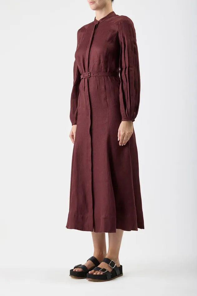 Women Dresses Gabriela Hearst Lydia Dress With Slip In Deep Bordeaux Linen