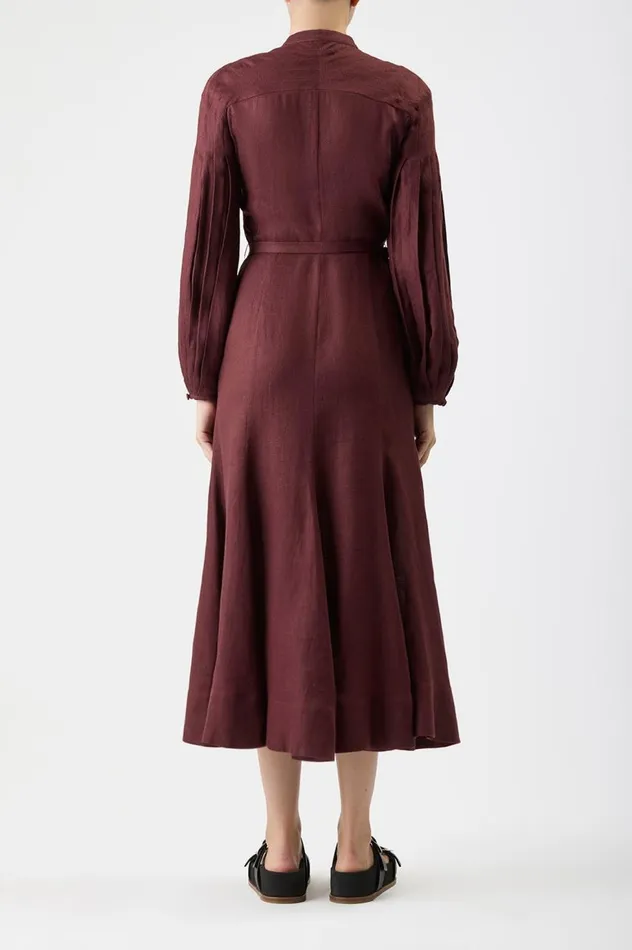 Women Dresses Gabriela Hearst Lydia Dress With Slip In Deep Bordeaux Linen