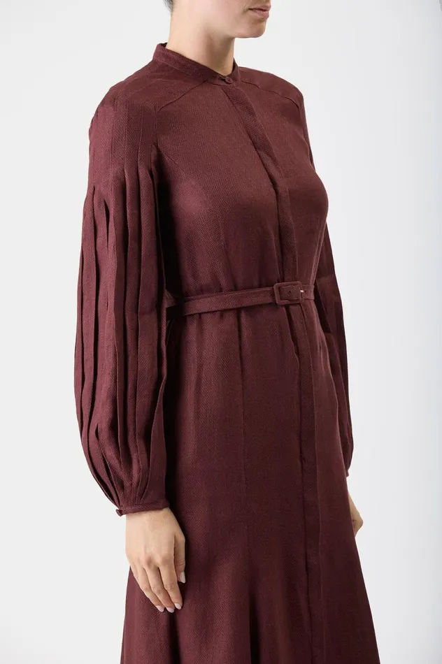 Women Dresses Gabriela Hearst Lydia Dress With Slip In Deep Bordeaux Linen