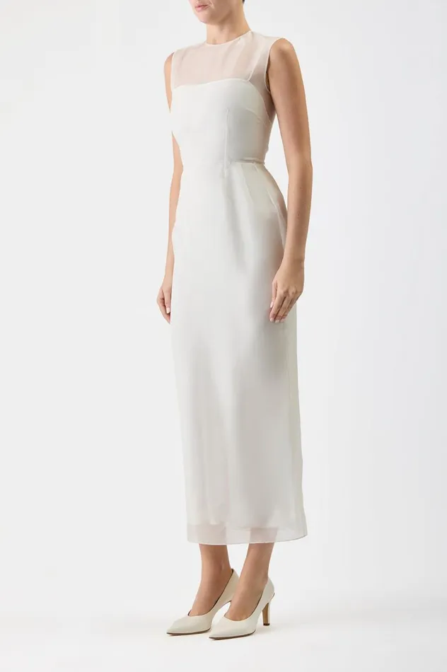 Women Dresses Gabriela Hearst Maslow Sheer Dress With Slip In Ivory Silk Organza