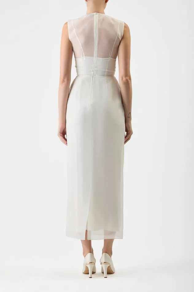 Women Dresses Gabriela Hearst Maslow Sheer Dress With Slip In Ivory Silk Organza