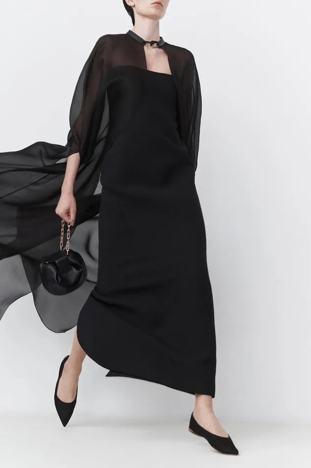 Women Dresses Gabriela Hearst Opus Dress In Black Wool Silk Cady