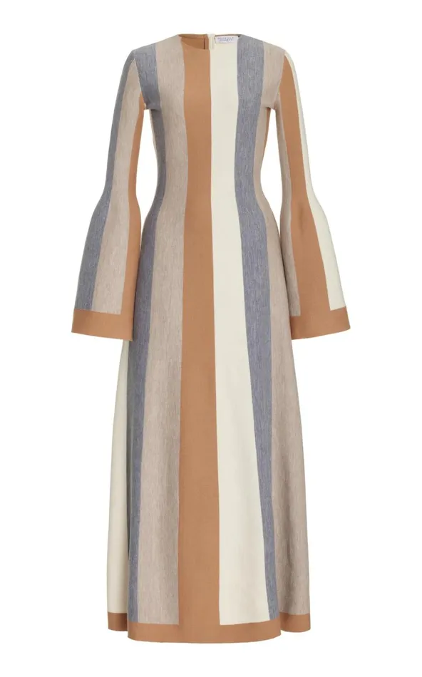 Women Dresses Gabriela Hearst Quinlan Knit Dress In Ivory Multi Striped Merino Wool Cashmere