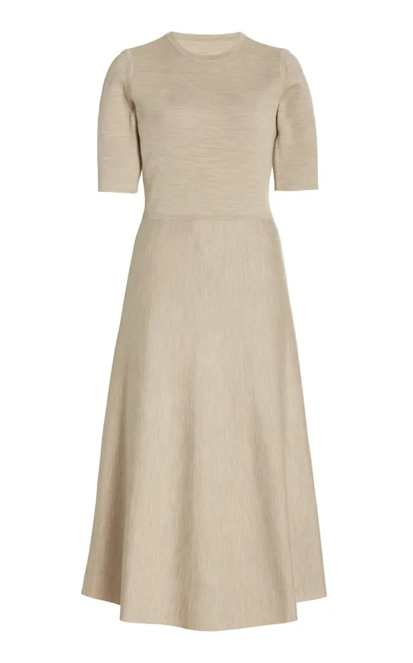 Women Dresses Gabriela Hearst Seymore Knit Dress In Oatmeal Merino Wool Cashmere