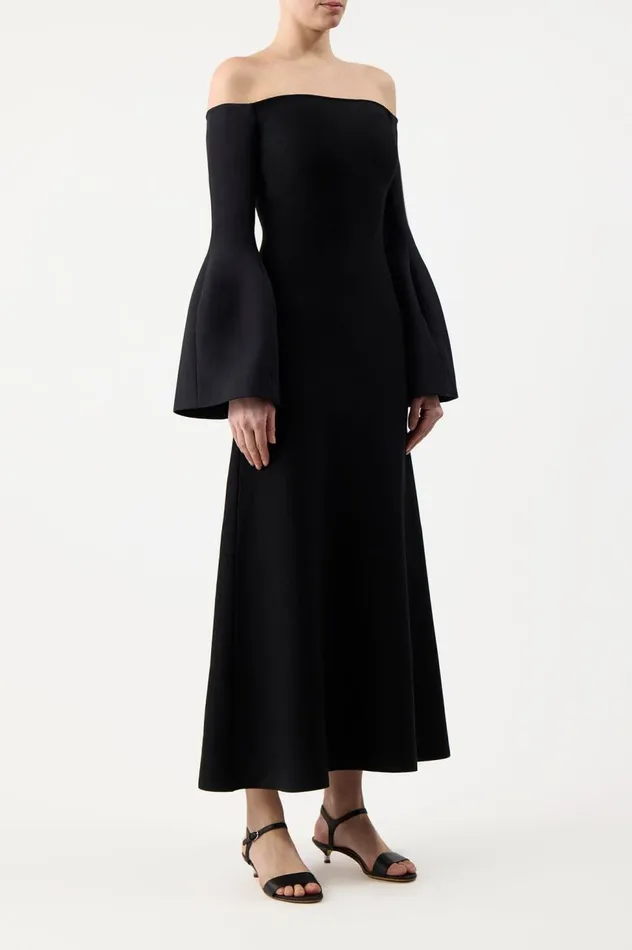 Women Dresses Gabriela Hearst Sinead Dress In Black Wool Silk Cady