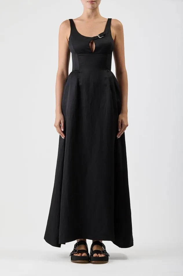 Women Dresses Gabriela Hearst Sven Dress In Black Silk Linen Satin