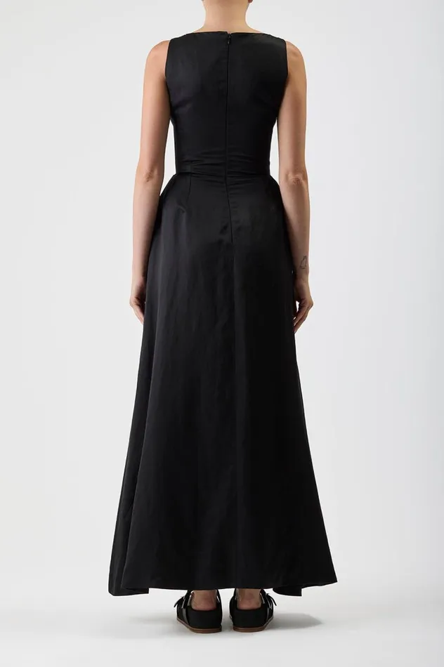 Women Dresses Gabriela Hearst Sven Dress In Black Silk Linen Satin