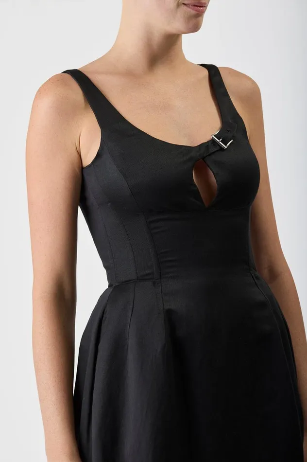 Women Dresses Gabriela Hearst Sven Dress In Black Silk Linen Satin