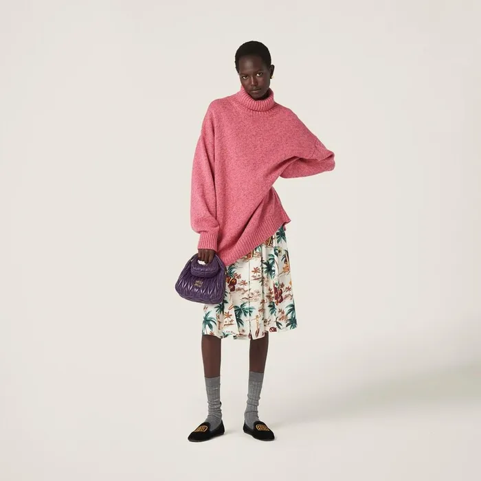 Women Dresses Miu Miu Cashmere Wool Turtleneck Dress Pink Women Dresses Miu Miu Cashmere Wool Turtleneck Dress Pink