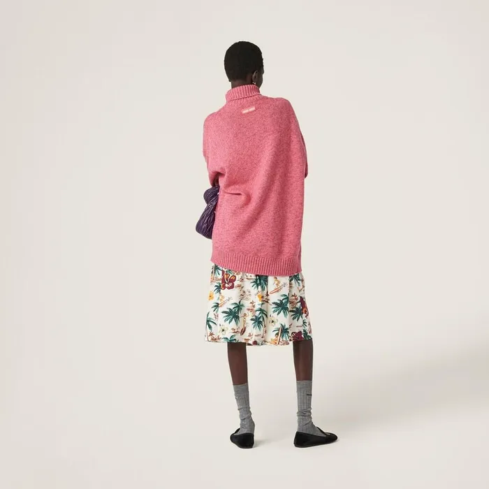 Women Dresses Miu Miu Cashmere Wool Turtleneck Dress Pink Women Dresses Miu Miu Cashmere Wool Turtleneck Dress Pink