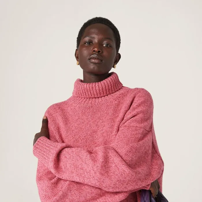 Women Dresses Miu Miu Cashmere Wool Turtleneck Dress Pink Women Dresses Miu Miu Cashmere Wool Turtleneck Dress Pink