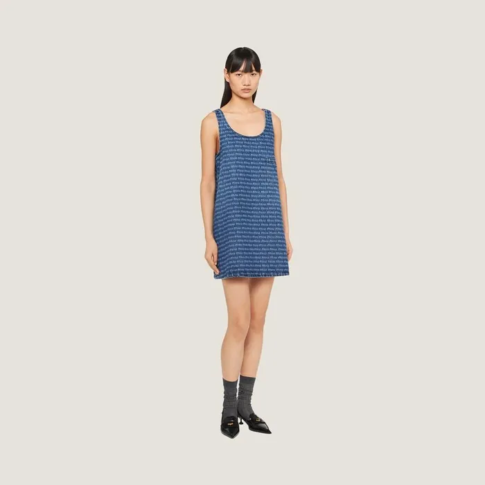 Women Dresses Miu Miu Denim Dress Navy Women Dresses Miu Miu Denim Dress Navy