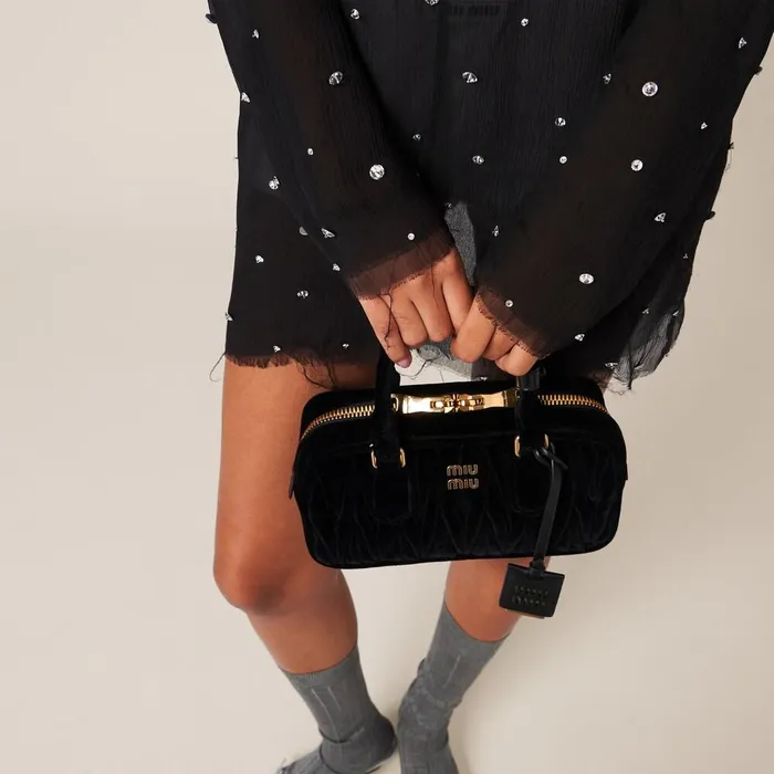 Women Dresses Miu Miu Embroidered Chiffon Dress Black Women Dresses Miu Miu Embroidered Chiffon Dress Black