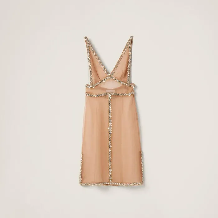 Women Dresses Miu Miu Embroidered Organza Dress Cameo