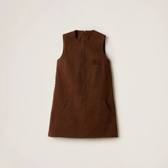 Women Dresses Miu Miu Garmentdyed Gabardine Minidress Cocoa Brown