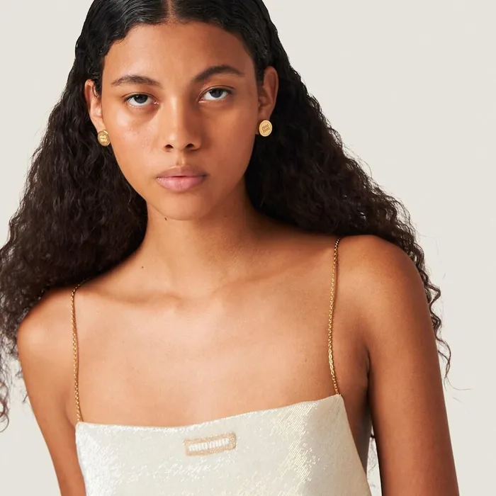 Women Dresses Miu Miu Long Mesh Dress Platinum Women Dresses Miu Miu Long Mesh Dress Platinum