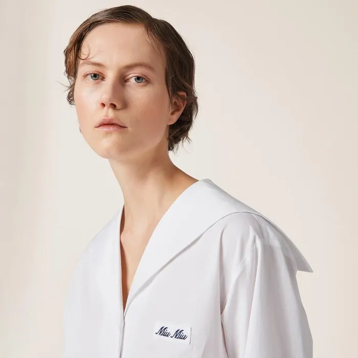 Women Dresses Miu Miu Poplin Dress White Women Dresses Miu Miu Poplin Dress White