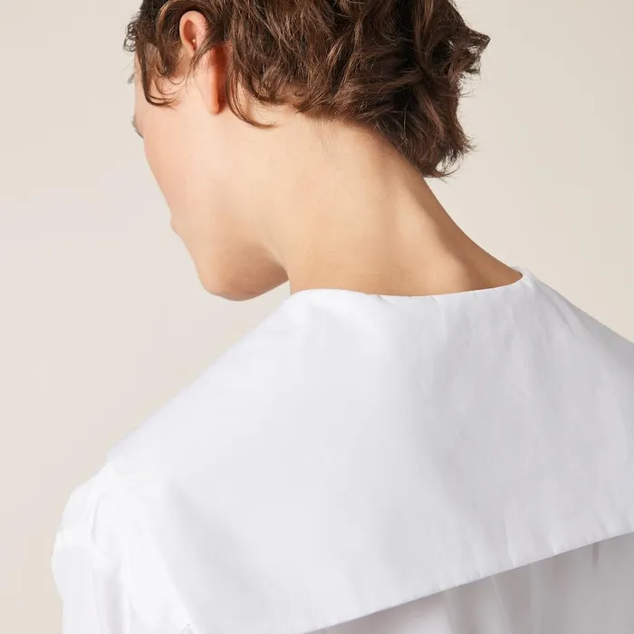 Women Dresses Miu Miu Poplin Dress White Women Dresses Miu Miu Poplin Dress White