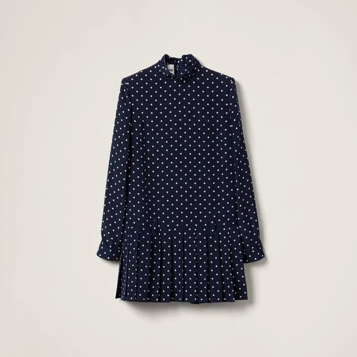 Women Dresses Miu Miu Printed Crepe De Chine Dress Blueivory