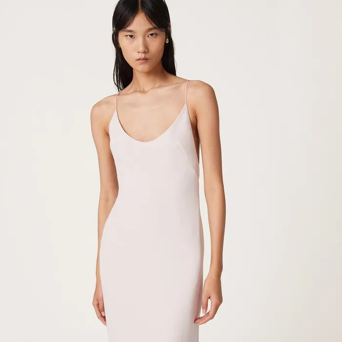 Women Dresses Miu Miu Stretch Cady Dress With Feathers Peach Women Dresses Miu Miu Stretch Cady Dress With Feathers Peach