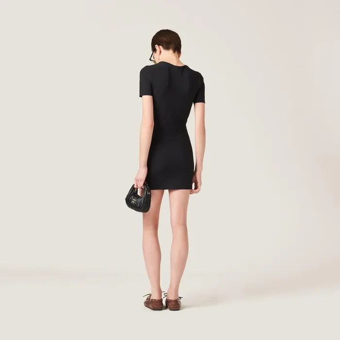 Women Dresses Miu Miu Stretch Jersey Minidress Black Women Dresses Miu Miu Stretch Jersey Minidress Black