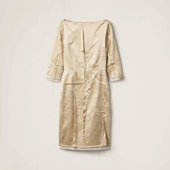 Women Dresses Miu Miu Wrinkled Crpe Satin Dress Desert Beige