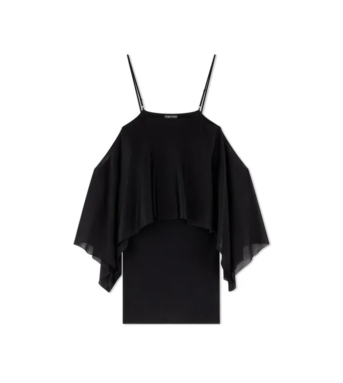 Women Dresses Tom Ford Compact Slinky Viscose Ruffle Dress Black