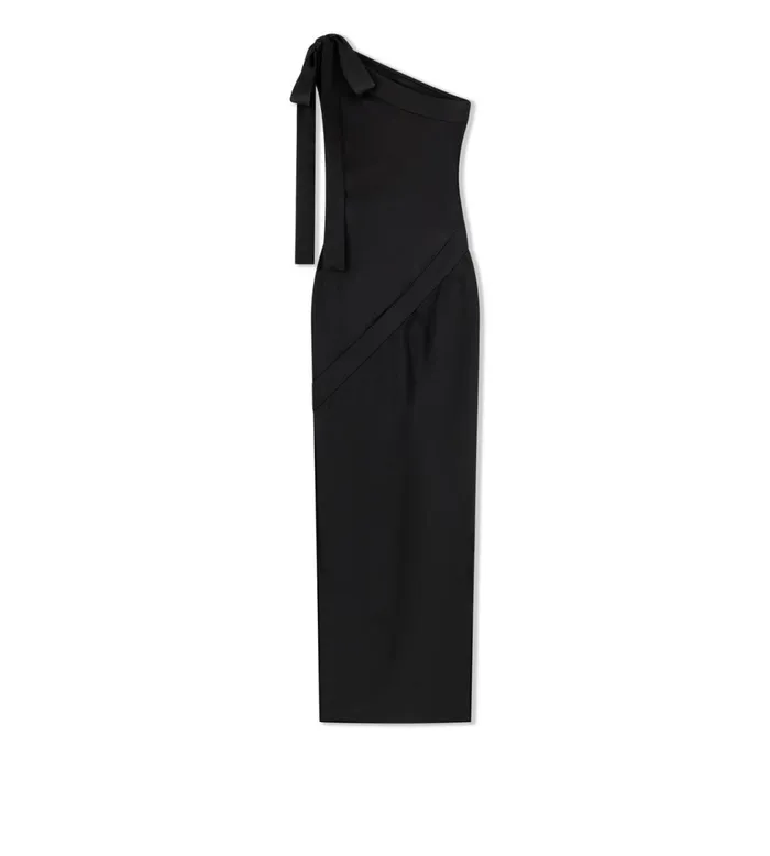 Women Dresses Tom Ford Fluid DoubleFaced Satin One Shoulder Dress Black