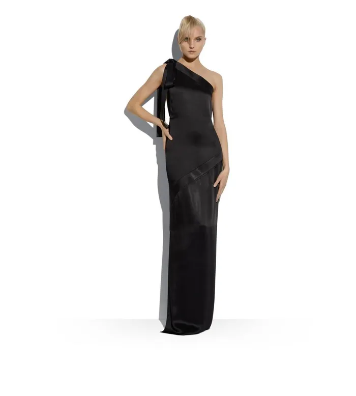 Women Dresses Tom Ford Fluid DoubleFaced Satin One Shoulder Dress Black