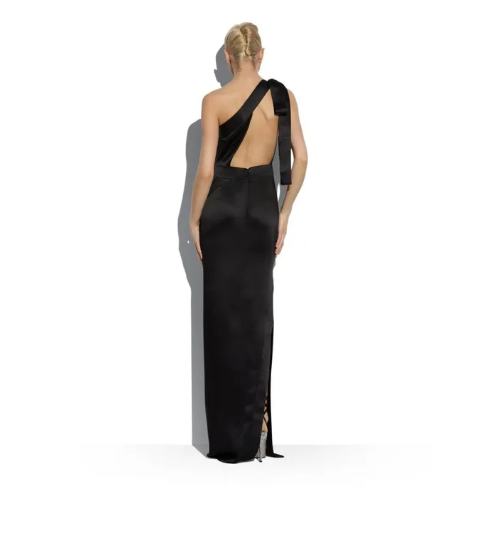 Women Dresses Tom Ford Fluid DoubleFaced Satin One Shoulder Dress Black